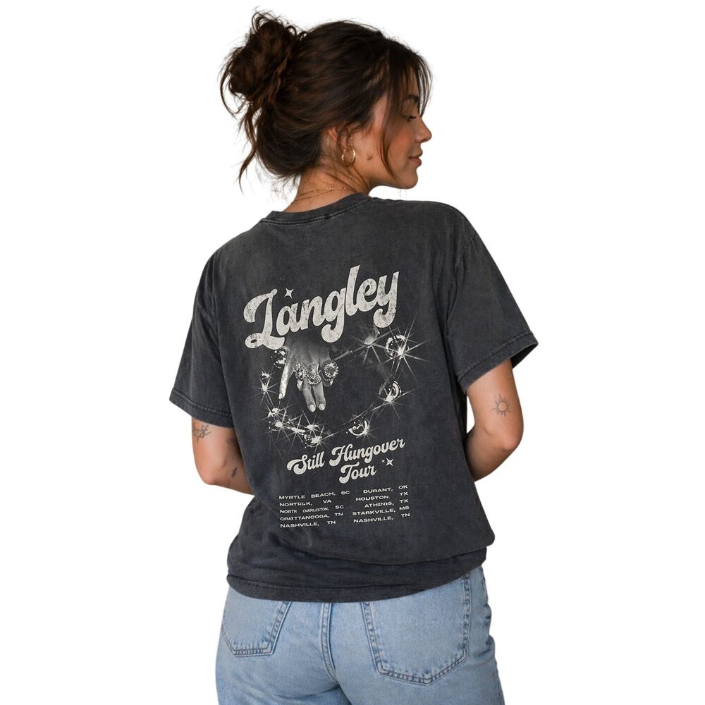 Ella Langley Still Hungover Fall Tour Graphite Concert T-Shirt NEW MEDIUM